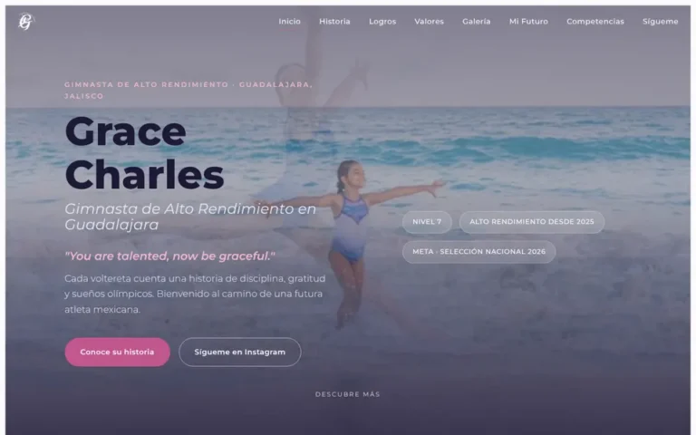 Diseño web para Grace Charles, gimnasta de alto rendimiento en Guadalajara