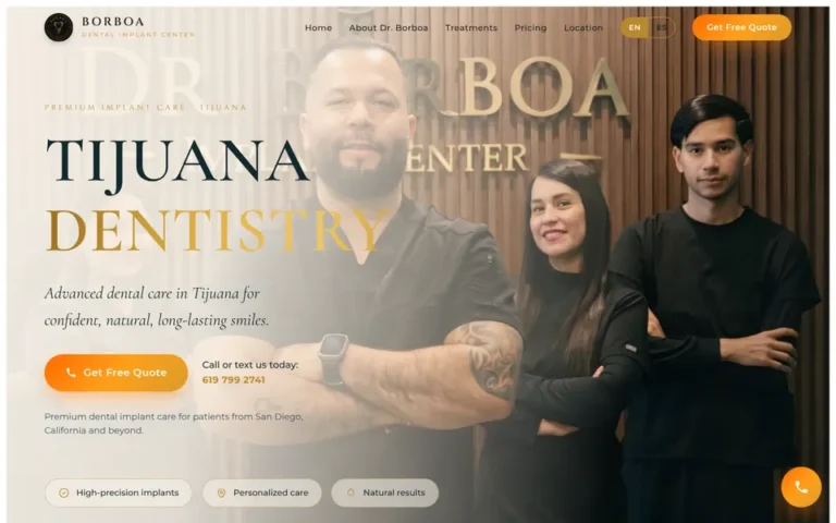 Diseño web para Borboa Dental Implant Center, clínica de implantes dentales en Tijuana