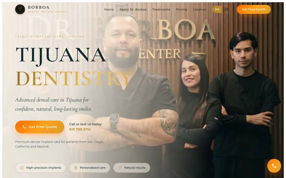 Diseño web para Borboa Dental Implant Center