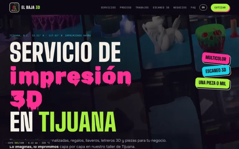 Diseño web en Tijuana para El Baja 3D, servicio de impresión 3D